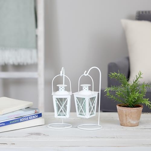 Zingz & Thingz Gifts & Decor White Railroad Metal Cute Decorative Candle Lanterns - Image 4