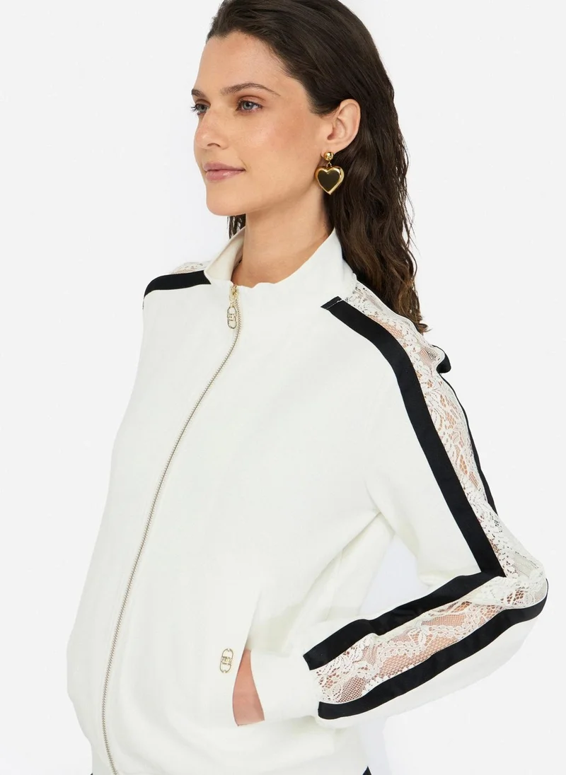 Liu Jo Cotton sweatshirt with lace