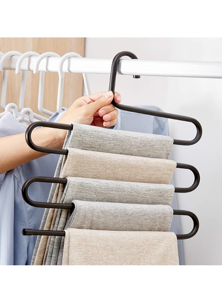 Metal Pants Hanger for Closet Multicolor - 5-Tier Multipurpose Clothes Hanger - Multi-Tier Closet Organizer Pants Hanger, Stainless Steel, S-Shape, 5-Tier Clothes Hanger - Jeans Hangers, Space Saving for Ties, Scarves, Jeans - Multi-Tier S-Shape Space Saving Pants Hanger, Stainless Steel Closet Hanger for Clothes Like Ties, Scarves, Jeans - 5-Tier Trousers Hangers Clothes Rack S-Shape Multipurpose Clothes Hanger for Tie Organizer Storage Hangers Bathroom Towel Hanger Bathroom Hanger  - Image 5