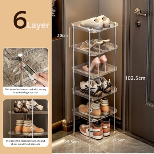 KREPS 6-Tier Vertical Shoe Rack Organizer, Space-Saving Metal & Plastic Storage Shelf for Shoes, Boots, Heels, and Sandals, Durable and Easy Assembly (6 - Layer) - Image 3