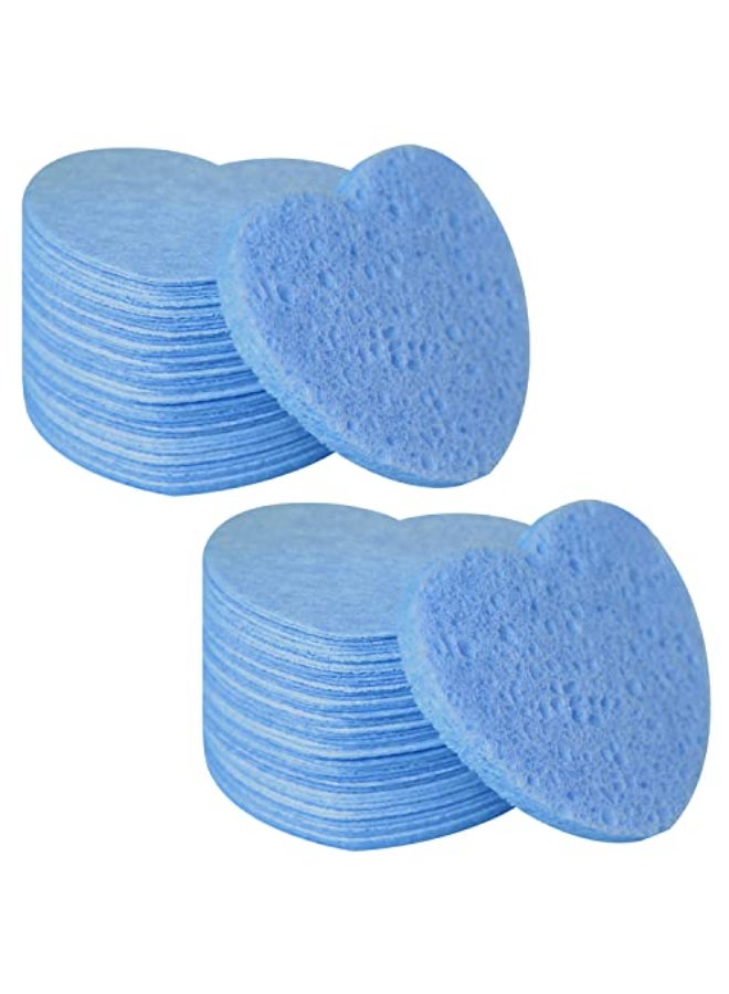 Spunspon 100Count Compressed Facial Sponges for Estheticians Heart Shape Natural Cellulose Sponge Professional Cosmetic Spa Sponges for Face Cleansing Massage Pore Exfoliating Mask Makeup Removal Blue - Image 3