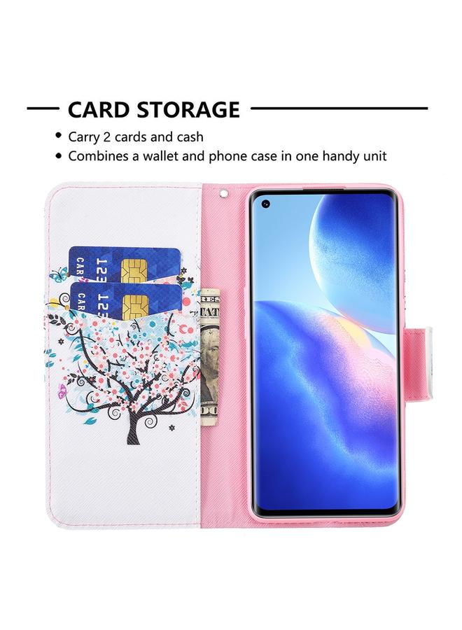 اس-توب جراب لهاتف OPPO Reno5 Pro بنمط رسم ملون، جراب جلدي قابل للطي أفقيًا مع حامل وفتحات للبطاقات ومحفظة - Image 4