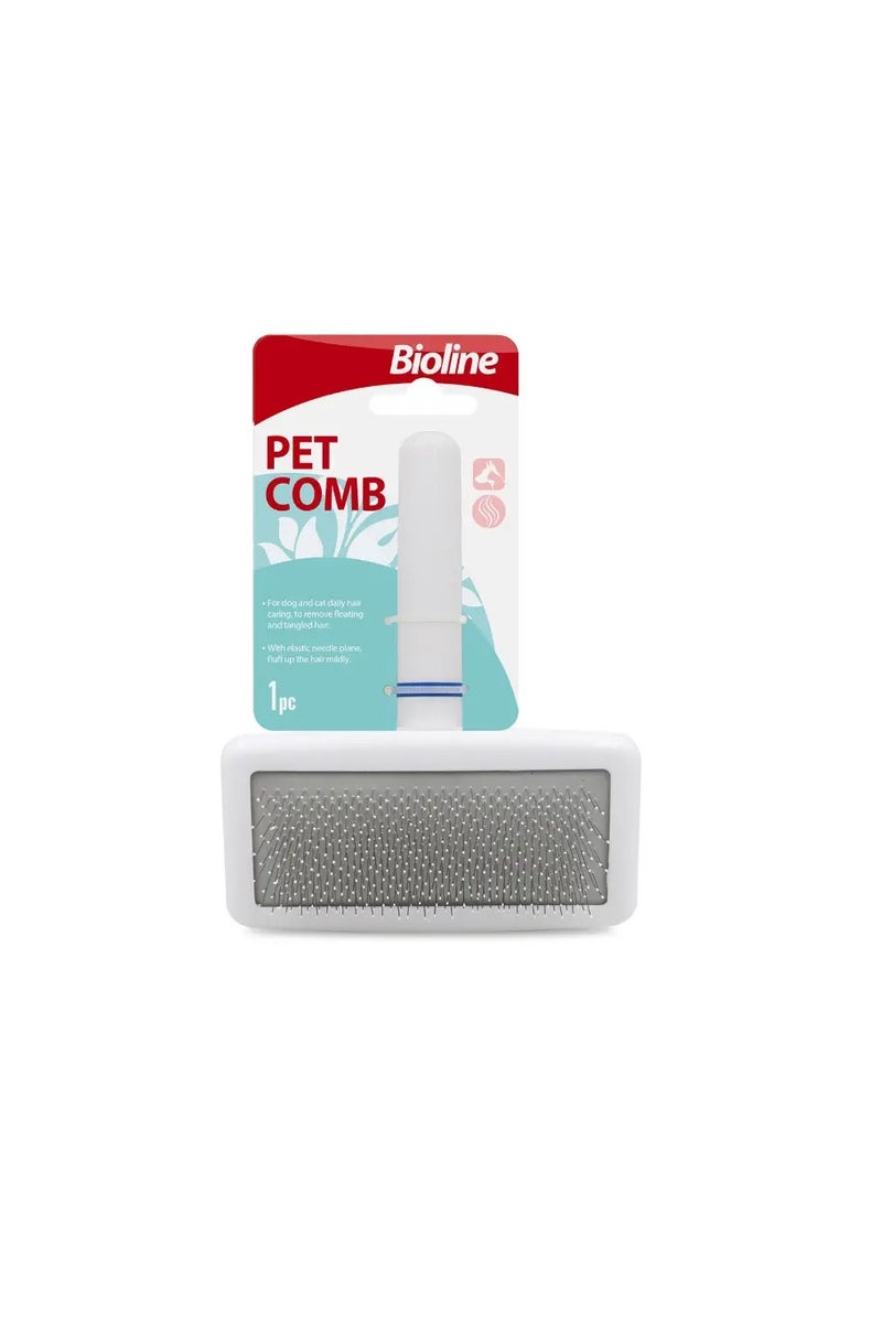 Bioline Pet Comb – White, Size L | Grooming Comb for Dogs & Cats, Detangles Hair & Removes Loose Fur - Image 1