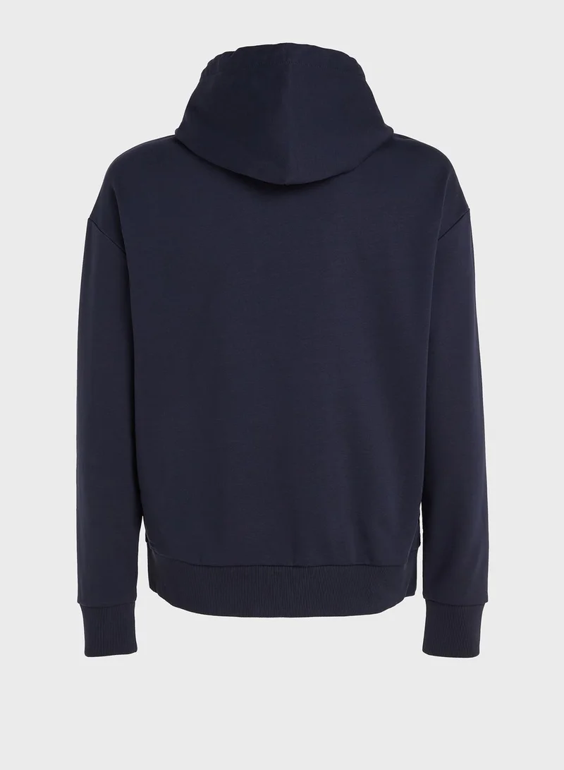 CALVIN KLEIN Logo Print Drawstring Pullover Hoodie