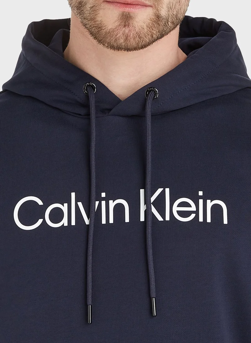 CALVIN KLEIN Logo Print Drawstring Pullover Hoodie
