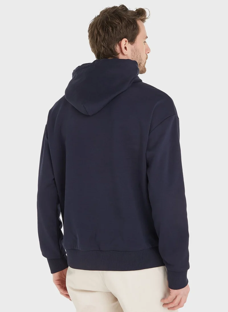 CALVIN KLEIN Logo Print Drawstring Pullover Hoodie