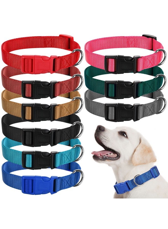 Perthlin 9 Pieces Adjustable Dog Collar for Animal, Soft Nylon Pets Puppy Collar with Quick Release Buckle Holder Bulk for Dogs Walking Running Training(Medium,Retro Colors) - Image 1