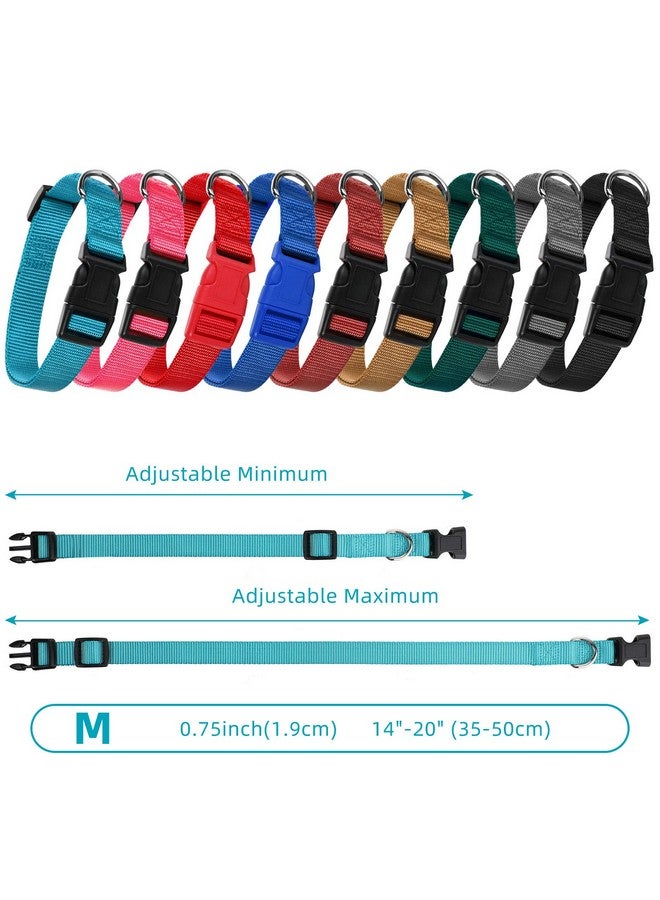 Perthlin 9 Pieces Adjustable Dog Collar for Animal, Soft Nylon Pets Puppy Collar with Quick Release Buckle Holder Bulk for Dogs Walking Running Training(Medium,Retro Colors) - Image 3