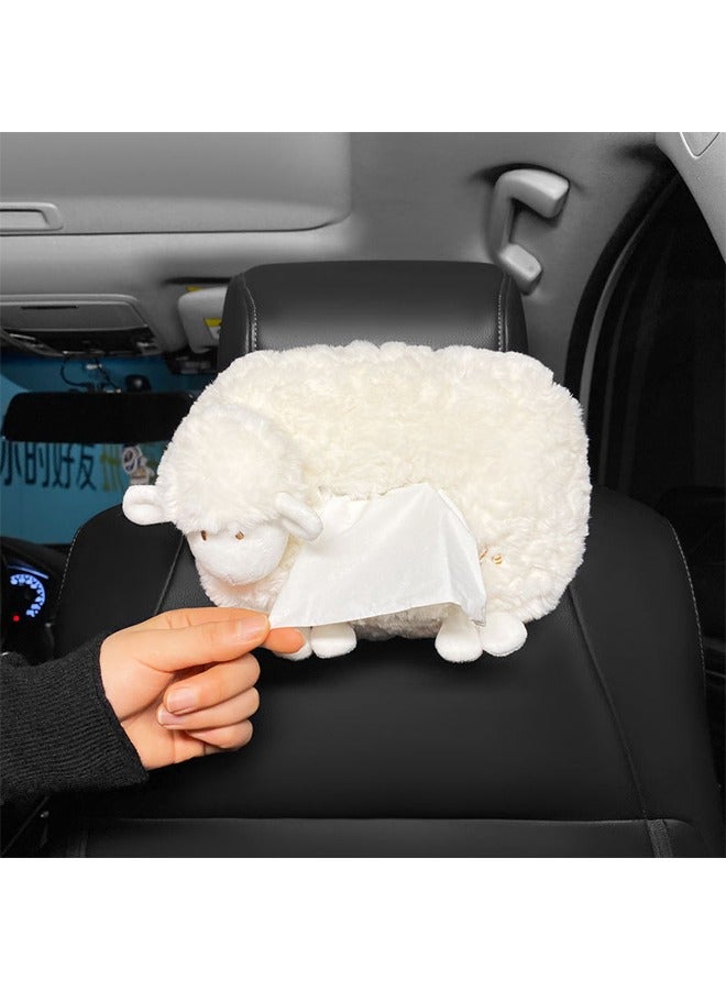Car Tissue Box - Creative and Adorable Hanging Tissue Holder for Car Armrest Box, Decorative with Soft Sheep Wool - like Material - Image 3