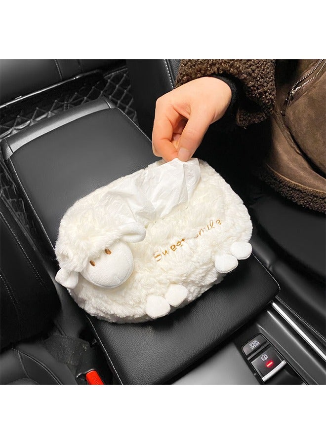 Car Tissue Box - Creative and Adorable Hanging Tissue Holder for Car Armrest Box, Decorative with Soft Sheep Wool - like Material - Image 2