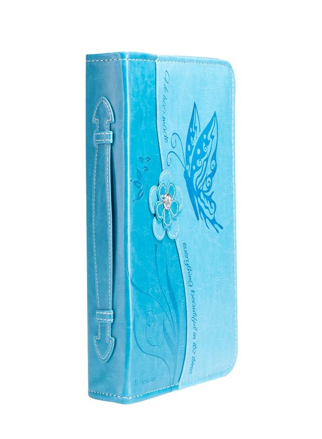 Divinity Boutique Teal Blue Butterfly (L) Bible Cover, 7.5 x 10 - Image 1