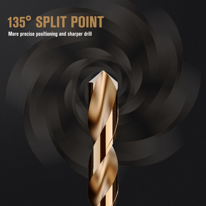MACXCOIP 115Pcs Cobalt Drill Bit Set, M35 High Speed Steel Bits for Hardened Metals, Stainless Steel, Cast Iron and Wooden Plastics, with Sturdy Iron Box - Image 3