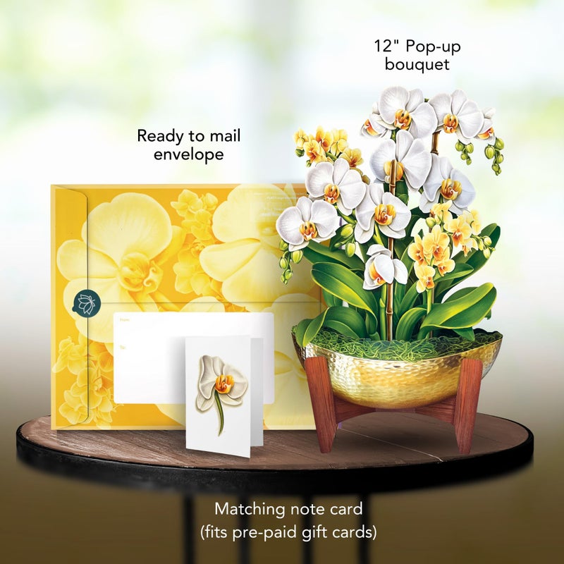 Freshcut Paper Pop Up Cards, Serenity Orchid, 12 Inch Life Sized Forever Flower Bouquet 3D Popup Greeting Card, Birthday Cards, Get Well Gifts, Blank Notecard & Envelope - Image 2