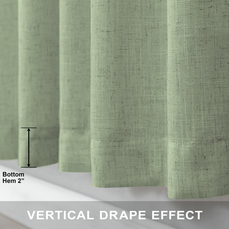 Pitalk Light Sage Curtains 84 Inch Length for Living Room 2 Panels Set Back Tab Pocket Drapes Sheer Linen Textured Lightweight Filtering Light Green Curtains for Bedroom Rustic Boho Farmhouse Decor 7 FT Long - Image 5