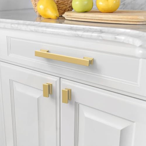 Amerdeco 10 Pack Brushed Gold Cabinet Pulls 5 Inch(128mm) Hole Center Kitchen Cabient Hardware Gold Cabinet Handles Drawer Pulls ZH0013 - Image 4