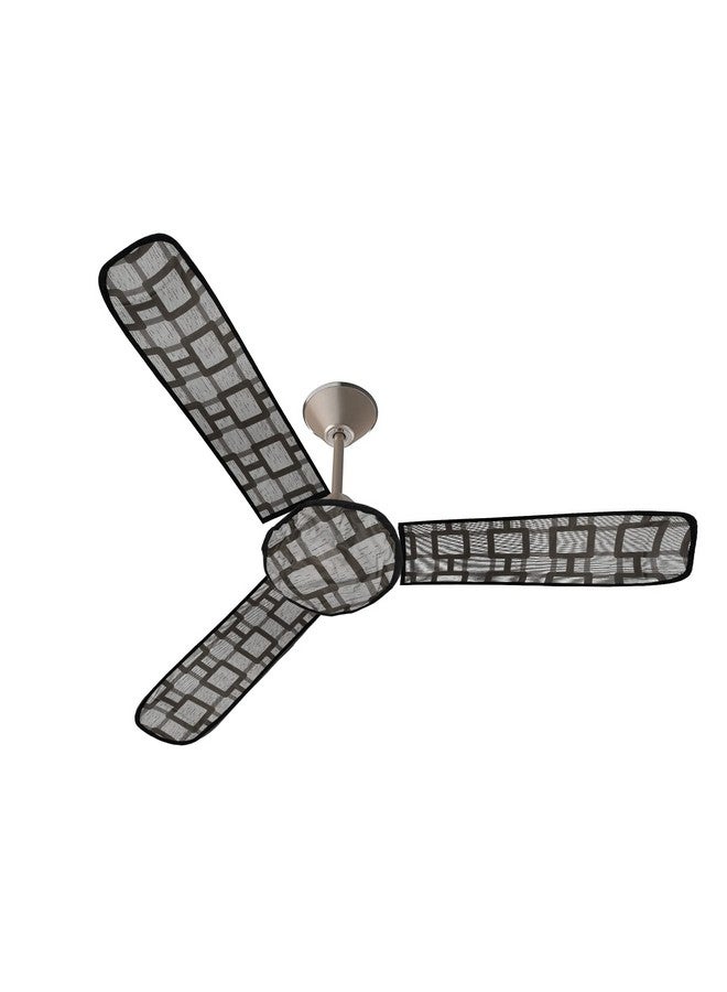 Kuber Industries PVC Square Print Dust Proof Three Blade Ceiling Fan Cover (Grey) 54KM4010 - Image 1