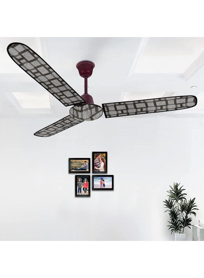 Kuber Industries PVC Square Print Dust Proof Three Blade Ceiling Fan Cover (Grey) 54KM4010 - Image 2