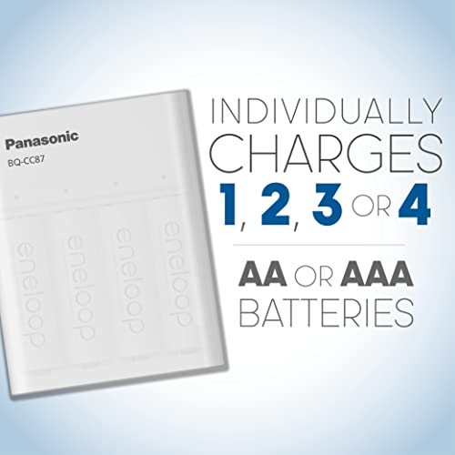 eneloop Panasonic BQ-CC87ABBA eneloop Advanced Individual Battery Charger with Portable Charging Technology, White - Image 2