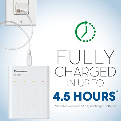 eneloop Panasonic BQ-CC87ABBA eneloop Advanced Individual Battery Charger with Portable Charging Technology, White - Image 3