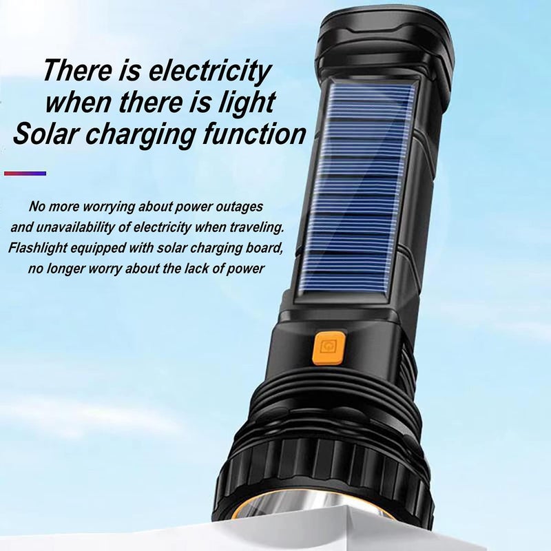 Esidai 6PCS Solar/Rechargeable Multi Function 1000 Lumens LED Flashlight, with Emergency Strobe Light and 1200 Mah Battery, Emergency Power Supply and USB Charging Cable, Fast Charging - Image 2