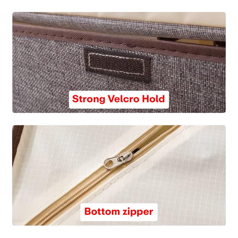 Prime Pick Storage Box Foldable Cotton Jute Cloth Organizer with Lid Breathable Washable Wardrobe Storage Bin for Clothes Almirah Drawer Grey Pack of 3 - Image 5