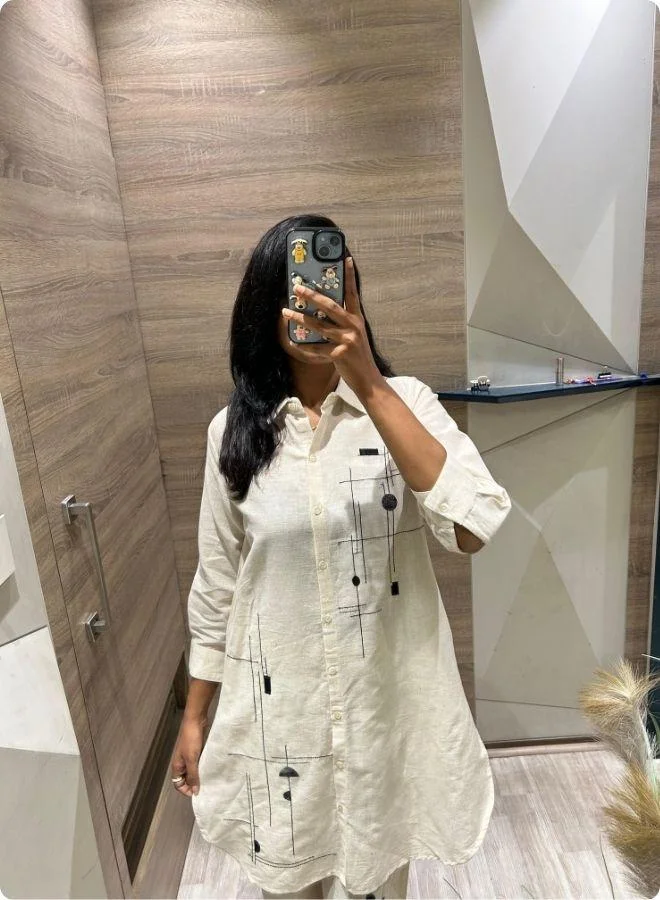 #Be White Embroidered Co-ord Set for Women