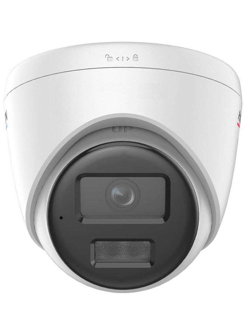 HIKVISION 2 MP ColorVu with Smart Hybrid Light Fixed Turret Network Camera, 1/2.8" Progressive Scan CMOS Sensor, Fixed Focal Lens, F1.0 Aperture, Fixed Iris Type, White | DS-2CD1327G2H-LIU - Image 1