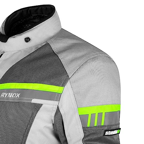 Rynox Stealth Air Pro Jacket - Mesh Motorcycle Touring Jacket with Impact Protection and Abrasion Resistance - Grey Hi-Viz Green, 4XL - Image 4