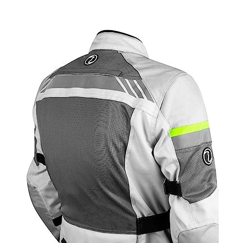 Rynox Stealth Air Pro Jacket - Mesh Motorcycle Touring Jacket with Impact Protection and Abrasion Resistance - Grey Hi-Viz Green, 4XL - Image 5