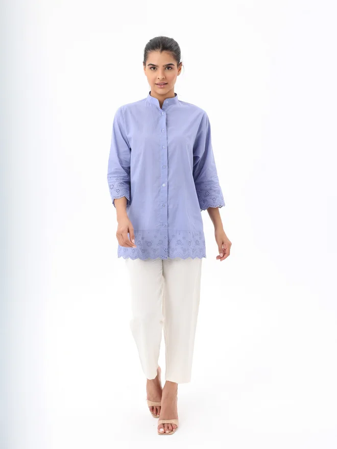 Elena By DStyle Purple Longline Shirt and Trousers Co-ords