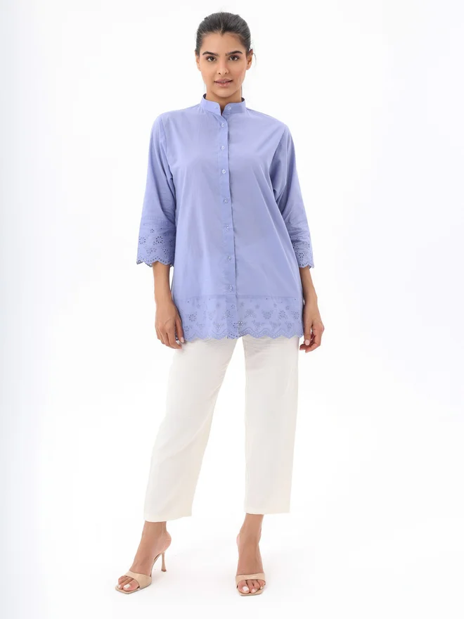 Elena By DStyle Purple Longline Shirt and Trousers Co-ords