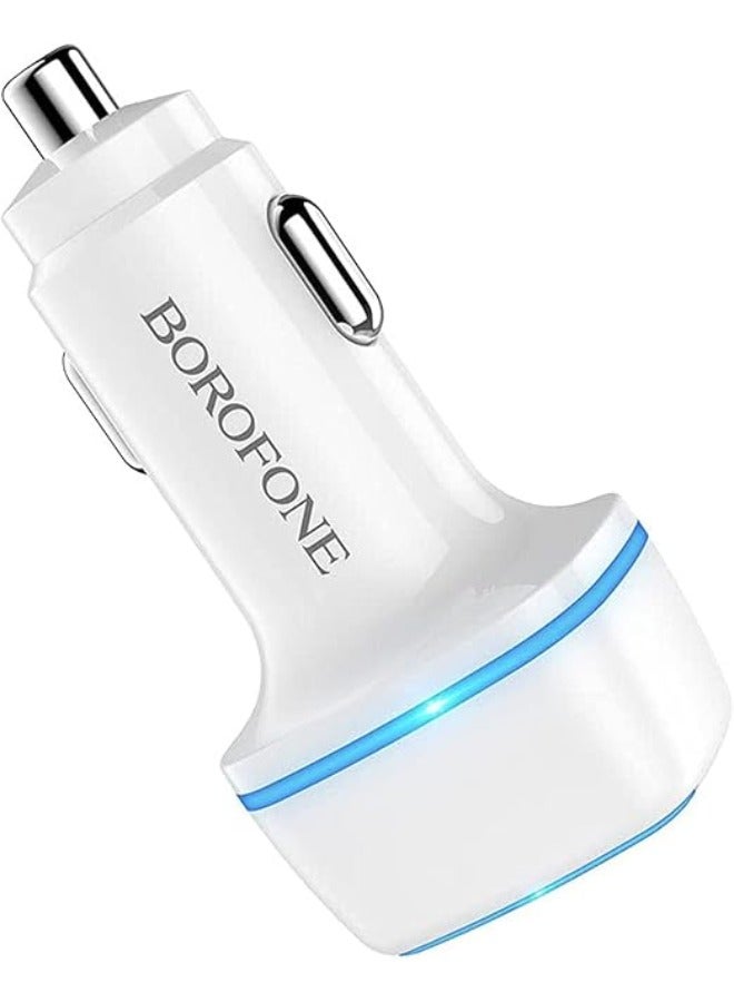 بوروفون شاحن سيارة BOROFONE BZ14 بمنفذين مع إضاءة محيطية أبيض - Image 1