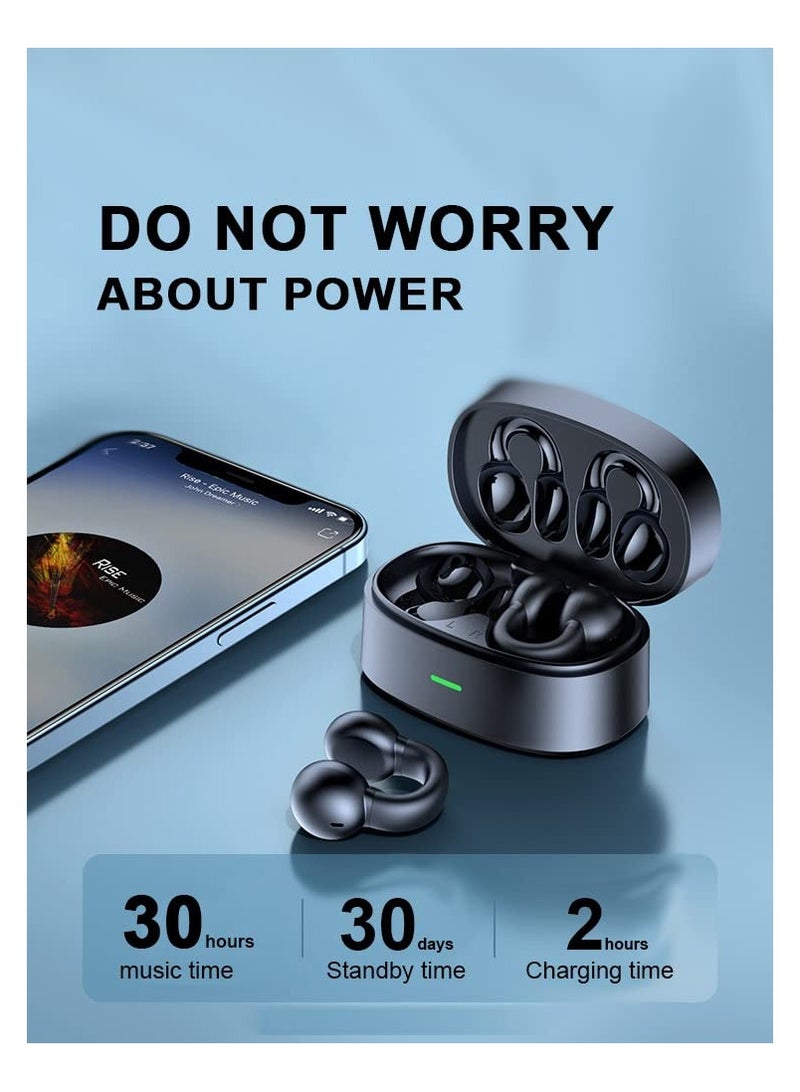 SYOSI Bone Conduction Bluetooth Headphones, Bluetooth 5.3 Painless Wireless Open Ear Clip on Headphone Waterproof Running Earring Earphone Air Conduction Earphones Open Earbuds Wireless Earbuds (Black) - Image 4