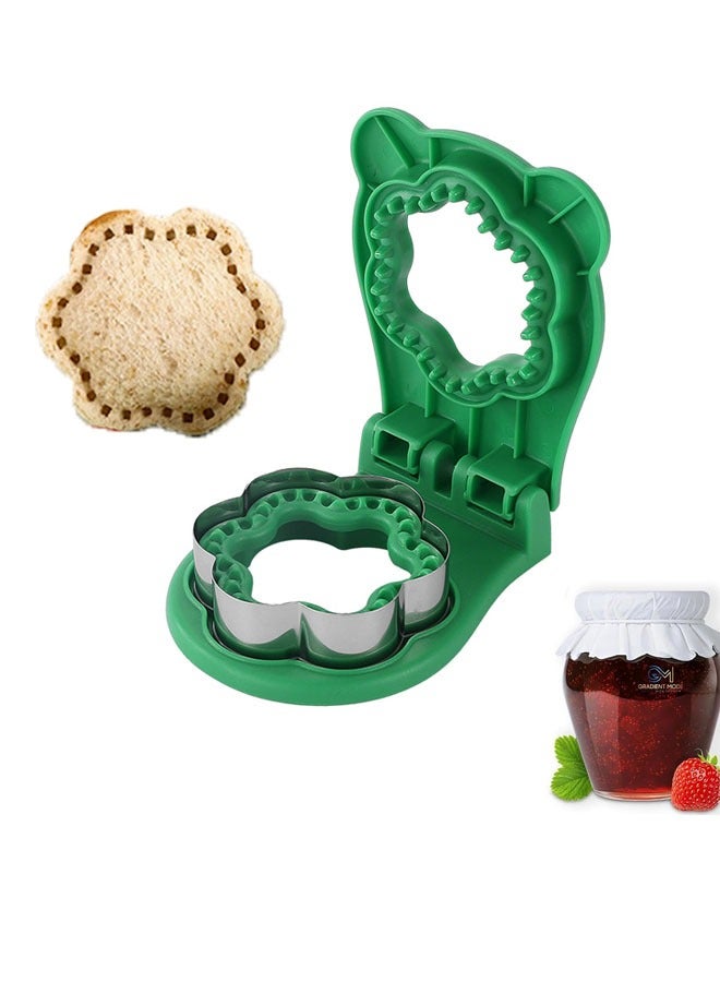 Sandwich Cutter And Sealer, Flower Pocket Sandwiches Cutter Uncrustables Maker, Sandwich Cutters For Kids Love Lunchables, Freeze  Diy Pocket Minis For Cookie Cutters Baking Tools (Green)  - Image 1