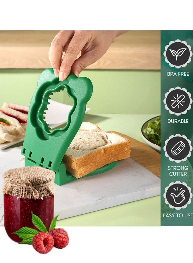 Sandwich Cutter And Sealer, Flower Pocket Sandwiches Cutter Uncrustables Maker, Sandwich Cutters For Kids Love Lunchables, Freeze  Diy Pocket Minis For Cookie Cutters Baking Tools (Green)  - Image 3