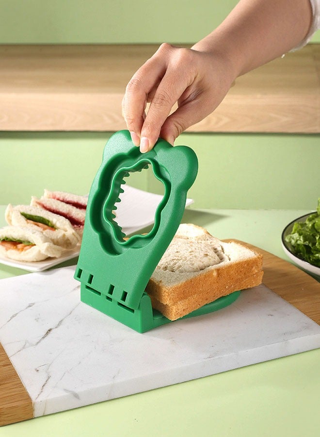 Sandwich Cutter And Sealer, Flower Pocket Sandwiches Cutter Uncrustables Maker, Sandwich Cutters For Kids Love Lunchables, Freeze  Diy Pocket Minis For Cookie Cutters Baking Tools (Green)  - Image 4