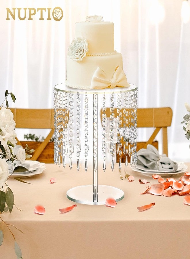 NUPTIO Acrylic Cake Stand Round: Cupcake Stands 12.2in Diameter Clear Afternoon Tea Dessert Display Cup Cakes Serving Plate with Crystal Chandelier for Wedding Birthday Party Baby Shower Decorations - Image 4