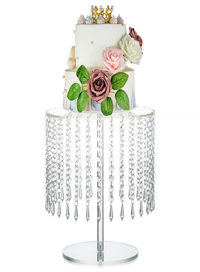 NUPTIO Acrylic Cake Stand Round: Cupcake Stands 12.2in Diameter Clear Afternoon Tea Dessert Display Cup Cakes Serving Plate with Crystal Chandelier for Wedding Birthday Party Baby Shower Decorations - Image 1
