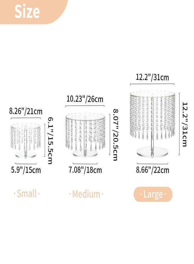 NUPTIO Acrylic Cake Stand Round: Cupcake Stands 12.2in Diameter Clear Afternoon Tea Dessert Display Cup Cakes Serving Plate with Crystal Chandelier for Wedding Birthday Party Baby Shower Decorations - Image 5