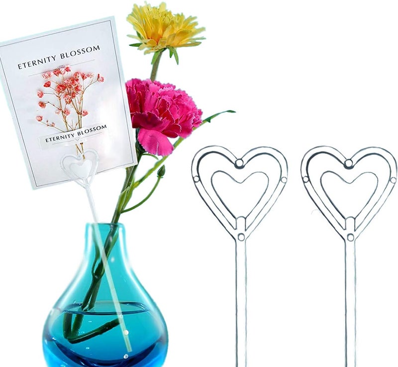 BEADNOVA Floral Pick Card Holder 50pcs 10inch Plastic Straight Head Flower Pick Card Holder for Floral Arrangement Bouquet Wedding Decoration Heart Shape Head - Image 1