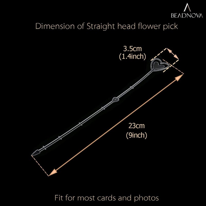 BEADNOVA Floral Pick Card Holder 50pcs 10inch Plastic Straight Head Flower Pick Card Holder for Floral Arrangement Bouquet Wedding Decoration Heart Shape Head - Image 2