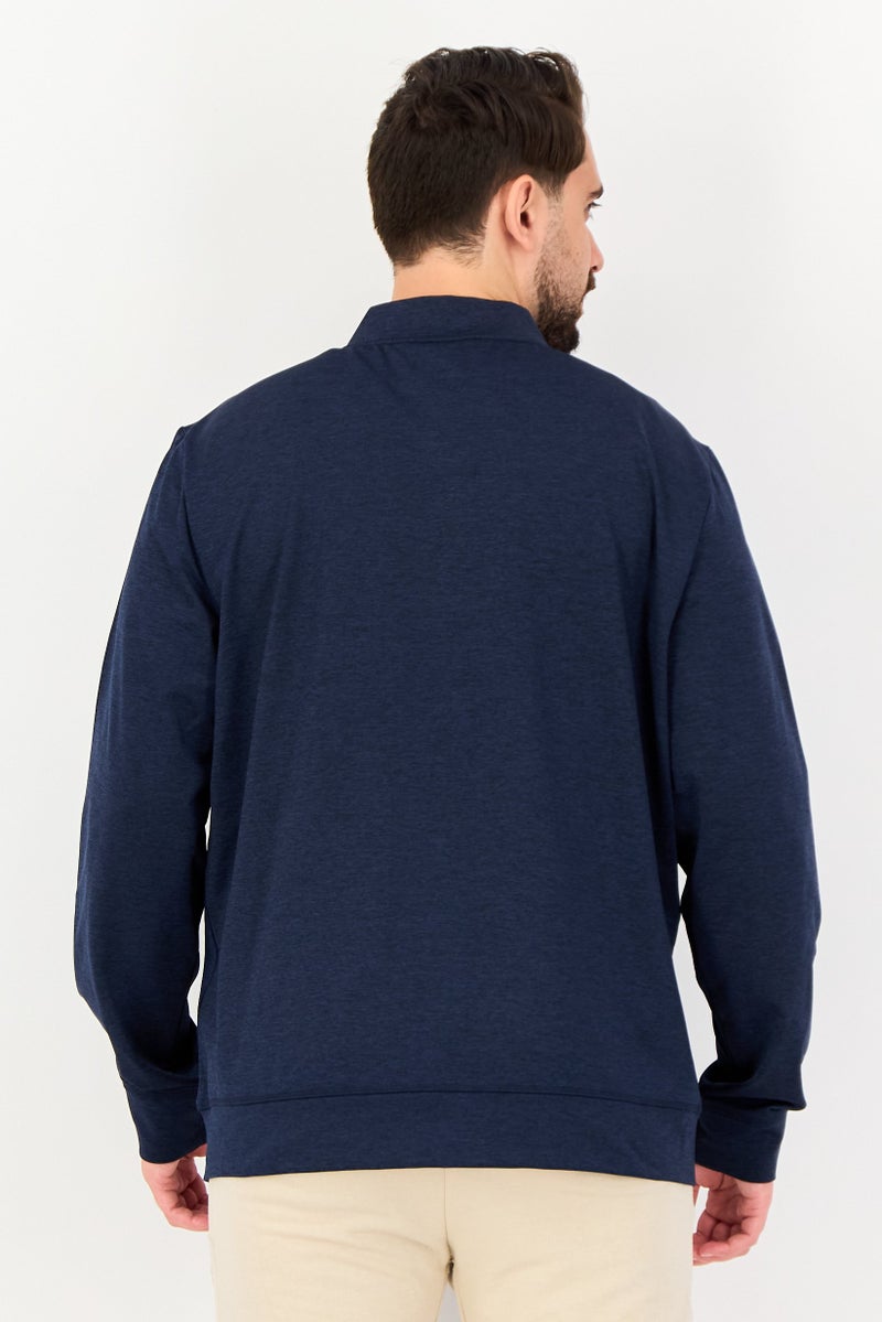 SKECHERS Men Sportswear Fit  Full Zip Long Sleeve Outdoor Sweatshirt, Navy Blue - Image 3