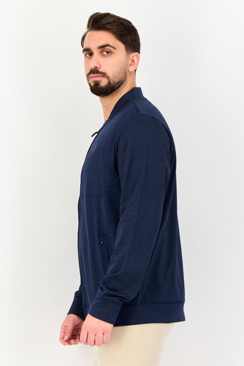 SKECHERS Men Sportswear Fit  Full Zip Long Sleeve Outdoor Sweatshirt, Navy Blue - Image 4