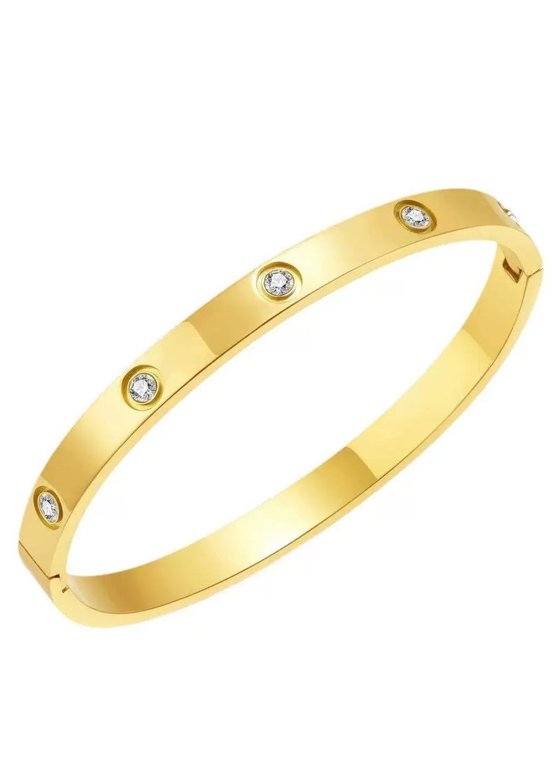 Goldfish Love Bracelet Bangle for Women Gilrs with Cubic Zirconia Stones Stainless Steel Hinged Jewelry with Crystal Oval Bracelet Best Gifts for Love with Valentine's Day Birthday - Image 1