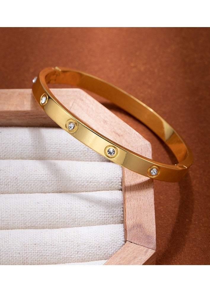 Goldfish Love Bracelet Bangle for Women Gilrs with Cubic Zirconia Stones Stainless Steel Hinged Jewelry with Crystal Oval Bracelet Best Gifts for Love with Valentine's Day Birthday - Image 3