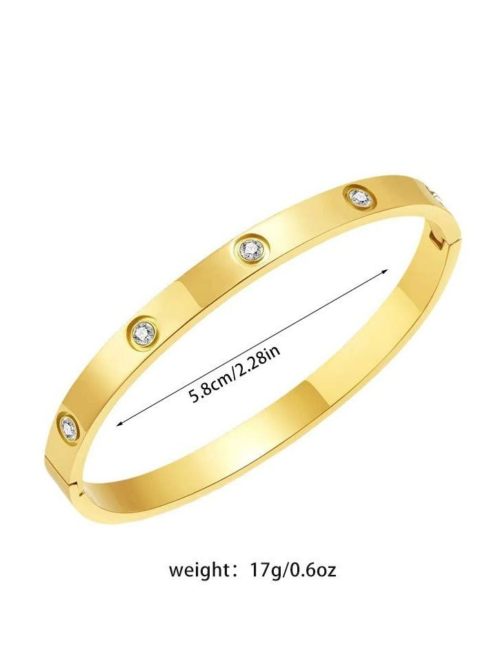 Goldfish Love Bracelet Bangle for Women Gilrs with Cubic Zirconia Stones Stainless Steel Hinged Jewelry with Crystal Oval Bracelet Best Gifts for Love with Valentine's Day Birthday - Image 2