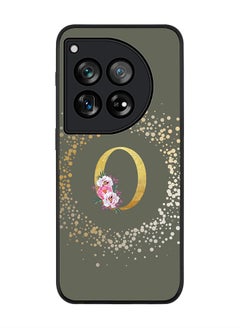 Rugged Black edge case for OnePlus 12R / OnePlus Ace 3 5G,Slim fit Soft Cover Custom Monogram Initial Letter Floral Pattern Alphabet - O (Olive Green)