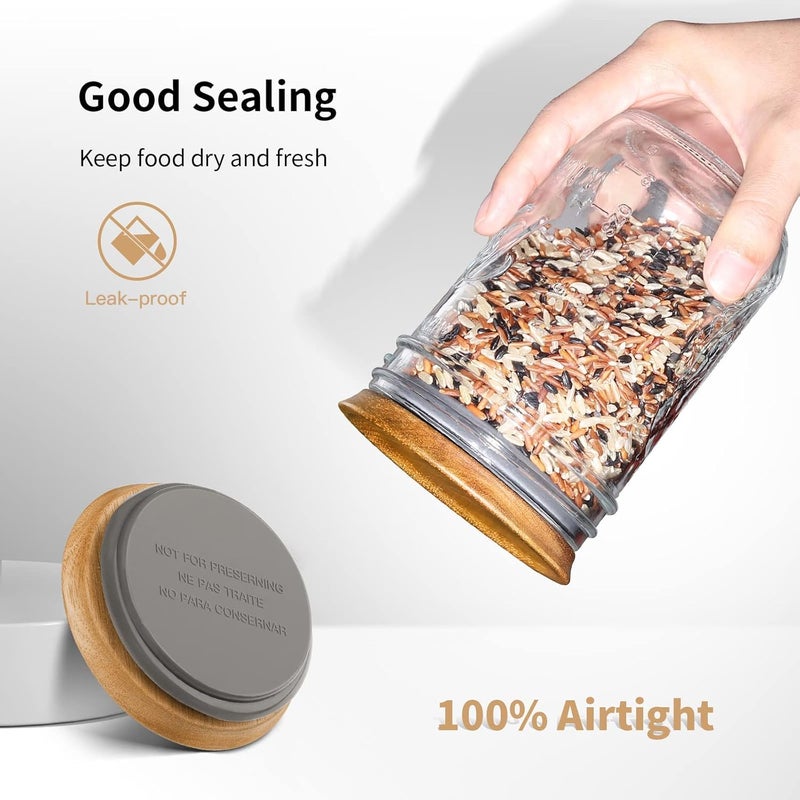 SKYBD Wooden Storage Lids for Ball/Mason/Kerr Jars, Food Grade Material, Reusable canning lids with Silicone Seal, 100% Fit & Airtight for Jars (12PCS-Regular) - Image 5