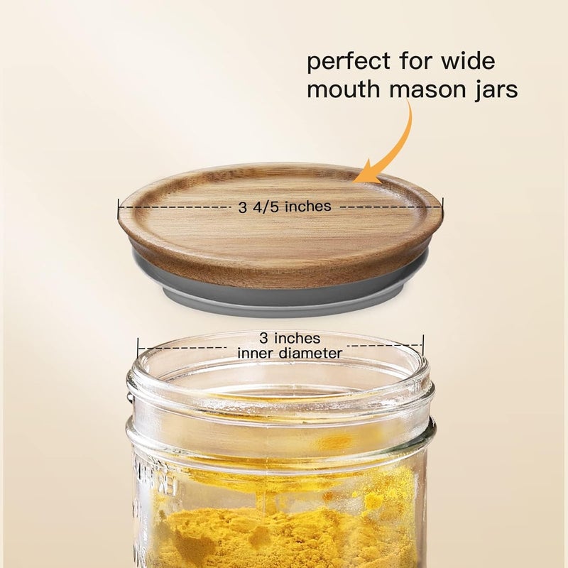 SKYBD Wooden Storage Lids for Ball/Mason/Kerr Jars, Food Grade Material, Reusable canning lids with Silicone Seal, 100% Fit & Airtight for Jars (12PCS-Regular) - Image 4