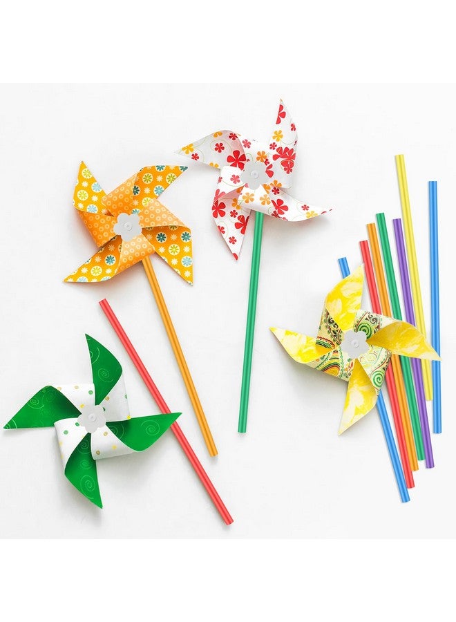 Poen 100 Pcs DIY Pinwheels Paper Craft for Kids Bulk Color Your Own White Pinwheels Summer Activity Arts July 4 Patriotic Memorial Day Craft for Kids Boys Girls Blank Windmills Party Favor, 5 Inches - Image 5